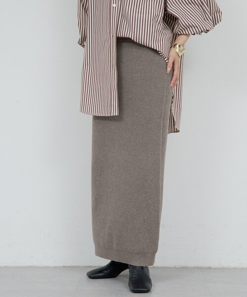HERITANOVUM（ヘリテノーム）の「【HERITANOVUM】ワッフルタイトスカート（スカート・レディース・ライトグレー/モカ・FREE）」の10枚目の写真