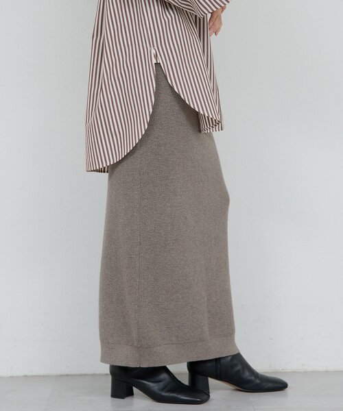 HERITANOVUM（ヘリテノーム）の「【HERITANOVUM】ワッフルタイトスカート（スカート・レディース・ライトグレー/モカ・FREE）」の12枚目の写真