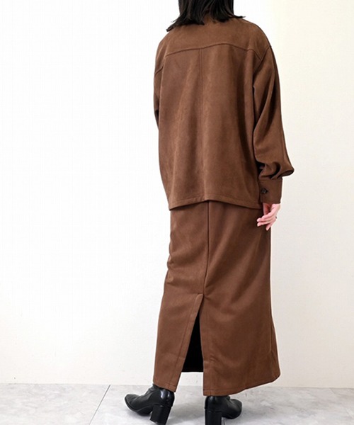 STYLEBLOCK（スタイルブロック）の「フェイクスウェードタイトスカート（スカート・レディース・チャコールグレー/ブラウン/キャメル・M）」の4枚目の写真