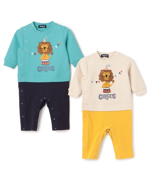 kladskap（クレードスコープ）の「サーカスライオンカバーオール（ロンパース・キッズ・アイボリー/ターコイズブルー・70cm/80ｃｍ）」の4枚目の写真