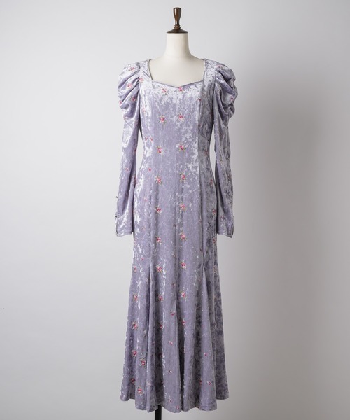 HEIREN】小花刺繍入りベロアドレス（ドレス）｜HEIREN（ヘイレーン）の