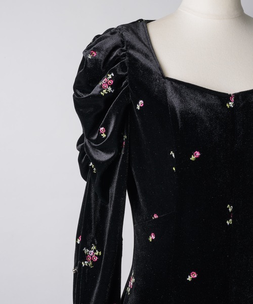 HEIREN】小花刺繍入りベロアドレス（ドレス）｜HEIREN（ヘイレーン）の