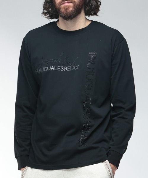 1piu1uguale3 RELAX（ウノピュウノウグァーレトレリラックス）の「1PIU1UGUALE3 RELAX (ウノ ピュ ウノ ウグァーレ トレ リラックス) アシンメトリー ロゴ ラインストーン仕様 クルーネック 長袖 Tシャツ 1PRUST25156SZ（Tシャツ/カットソー・メンズ・ブラック/ホワイト・S/2XL/XL/L/M）」の10枚目の写真