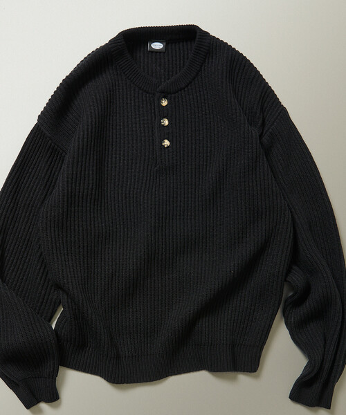 FREAK'S STORE（フリークスストア）の「限定展開 リラックスフィット 畦編み ヘンリーネック ニット（ニット/セーター・メンズ・レッド/イエロー/ネイビー/グリーン/チャコールグレー/ブラック・LARGE/MEDIUM/SMALL）」の10枚目の写真