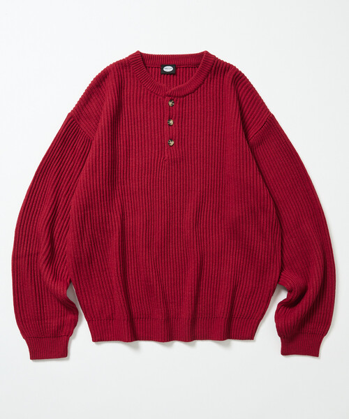 FREAK'S STORE（フリークスストア）の「限定展開 リラックスフィット 畦編み ヘンリーネック ニット（ニット/セーター・メンズ・レッド/イエロー/ネイビー/グリーン/チャコールグレー/ブラック・LARGE/MEDIUM/SMALL）」の13枚目の写真