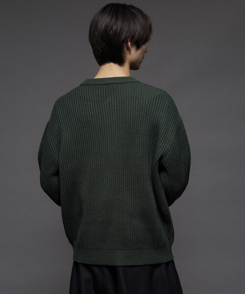 セール】限定展開 リラックスフィット 畦編み ヘンリーネック ニット