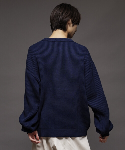 セール】限定展開 リラックスフィット 畦編み ヘンリーネック ニット