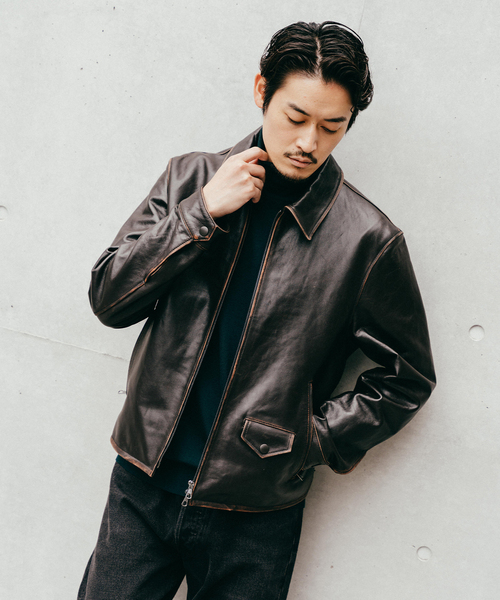 EDIFICE（エディフィス）の「ラムレザー フレンチアンティーク ライダースジャケット（ライダースジャケット・メンズ・ブラック・LARGE/MEDIUM）」の5枚目の写真