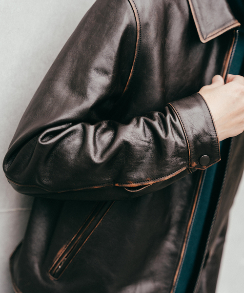 EDIFICE（エディフィス）の「ラムレザー フレンチアンティーク ライダースジャケット（ライダースジャケット・メンズ・ブラック・LARGE/MEDIUM）」の9枚目の写真