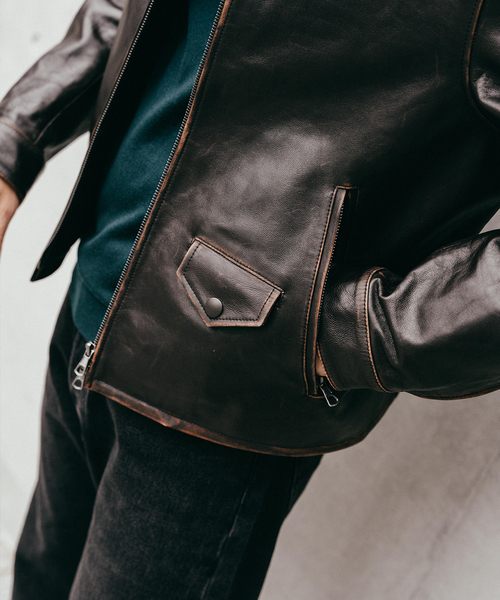 EDIFICE（エディフィス）の「ラムレザー フレンチアンティーク ライダースジャケット（ライダースジャケット・メンズ・ブラック・LARGE/MEDIUM）」の10枚目の写真