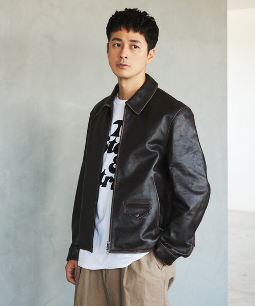 ラムレザー フレンチアンティーク ライダースジャケット（ライダース