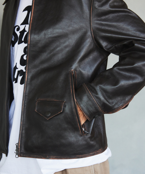 ラムレザー フレンチアンティーク ライダースジャケット（ライダース