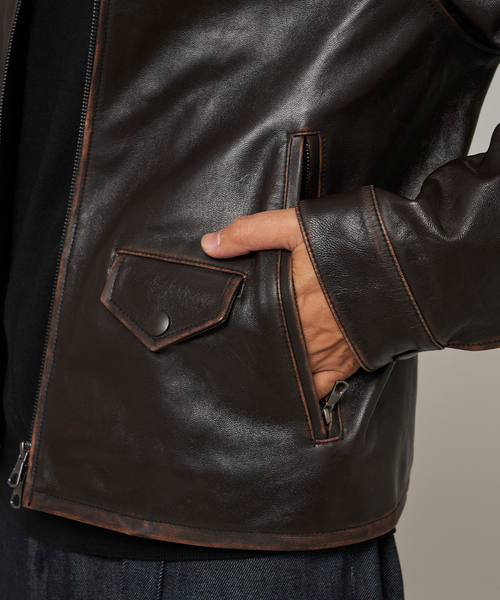 ラムレザー フレンチアンティーク ライダースジャケット（ライダース