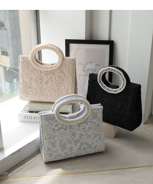 Cupid Heart(キューピッドハート)の「【Cupid Heart】結婚式用!ハンドパールbag(ハンドバッグ・レディース・ブラック/ベージュ/シルバー・MEDIUM)」の5枚目の写真