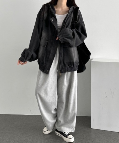 セール】フーディーオーバーサイズデニムブルゾン（デニム