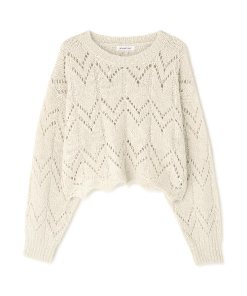 NATURAL BEAUTY BASIC（ナチュラルビューティーベーシック）の「◇【sweet掲載】スカラップクロップドニット（ニット/セーター・レディース・ブラウン/ピンク/オフホワイト・FREE）」の4枚目の写真