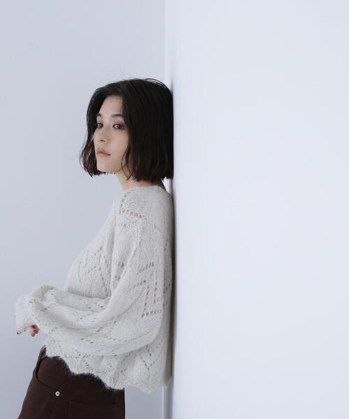 Sサイズ nala ナラ クロップドニットトップ croppedknittop WRAPINKNOT ニット セーター 「WRAPINKNOT/ラッピンノット」「STUDIOUS