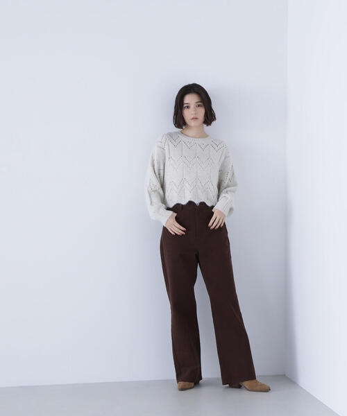 NATURAL BEAUTY BASIC（ナチュラルビューティーベーシック）の「◇【sweet掲載】スカラップクロップドニット（ニット/セーター・レディース・ブラウン/ピンク/オフホワイト・FREE）」の7枚目の写真