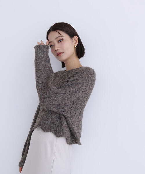 NATURAL BEAUTY BASIC（ナチュラルビューティーベーシック）の「◇【sweet掲載】スカラップクロップドニット（ニット/セーター・レディース・ブラウン/ピンク/オフホワイト・FREE）」の17枚目の写真