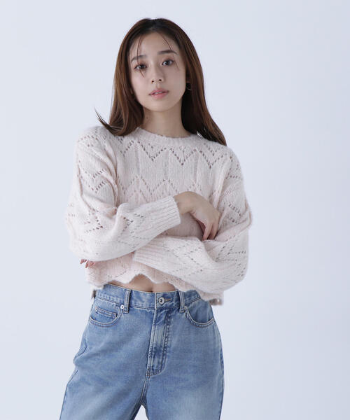 NATURAL BEAUTY BASIC（ナチュラルビューティーベーシック）の「◇【sweet掲載】スカラップクロップドニット（ニット/セーター・レディース・ブラウン/ピンク/オフホワイト・FREE）」の22枚目の写真