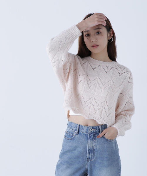 セール】◇【sweet掲載】スカラップクロップドニット（ニット/セーター
