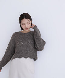 NATURAL BEAUTY BASIC（ナチュラルビューティーベーシック）の「◇【sweet掲載】スカラップクロップドニット（ニット/セーター・レディース）」