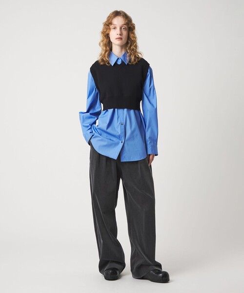 6(ROKU)＞コットンウール ミラノリブ Vネック ベスト（ベスト）｜6