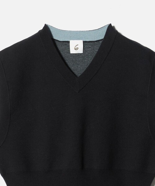 6（ロク）の「＜6(ROKU)＞コットンウール ミラノリブ Vネック ベスト（ベスト・レディース・ブラック/ベージュ・FREE）」の8枚目の写真