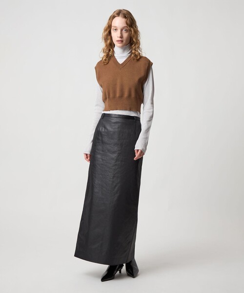 6(ROKU)＞コットンウール ミラノリブ Vネック ベスト（ベスト