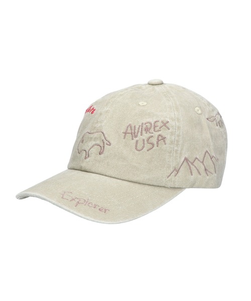 MAISON mou(メゾンムー)の「【AVIREX/アヴィレックス】AX EX AUTHENTIC RANDOM EMBROIDERY PIGMENT CAP(キャップ・レディース・ブラック/ベージュ/パープル・FREE)」の1枚目の写真