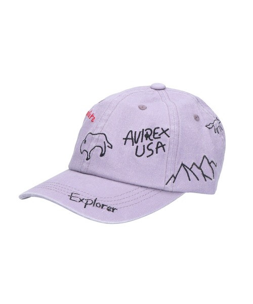 MAISON mou(メゾンムー)の「【AVIREX/アヴィレックス】AX EX AUTHENTIC RANDOM EMBROIDERY PIGMENT CAP(キャップ・レディース・ブラック/ベージュ/パープル・FREE)」の3枚目の写真