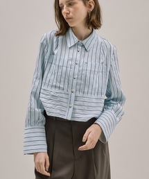 【美品】ASEEDONCLOUD ショート丈ブラウス/ ブルー、水色 美品】ASEEDONCLOUD ブラウス/ ブルー、水色