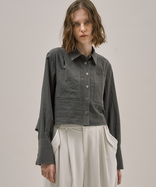 PUBLIC TOKYO ダブルポケットレーヨンショートシャツ ダブルポケットレーヨンショートシャツ（シャツ/ブラウス