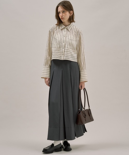 PUBLIC TOKYO（パブリックトウキョウ）の「ダブルポケットレーヨンショートシャツ（シャツ/ブラウス・レディース・ブルー/ホワイト/ホワイト系その他/ダークグレー・FREE）」の7枚目の写真