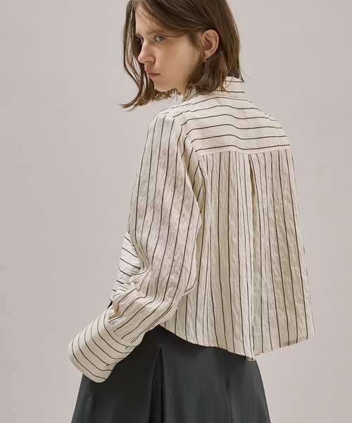 PUBLIC TOKYO（パブリックトウキョウ）の「ダブルポケットレーヨンショートシャツ（シャツ/ブラウス・レディース・ブルー/ホワイト/ホワイト系その他/ダークグレー・FREE）」の8枚目の写真