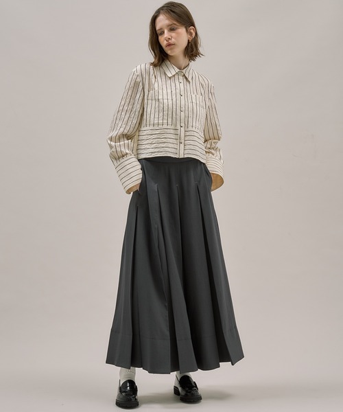 PUBLIC TOKYO（パブリックトウキョウ）の「ダブルポケットレーヨンショートシャツ（シャツ/ブラウス・レディース・ブルー/ホワイト/ホワイト系その他/ダークグレー・FREE）」の12枚目の写真