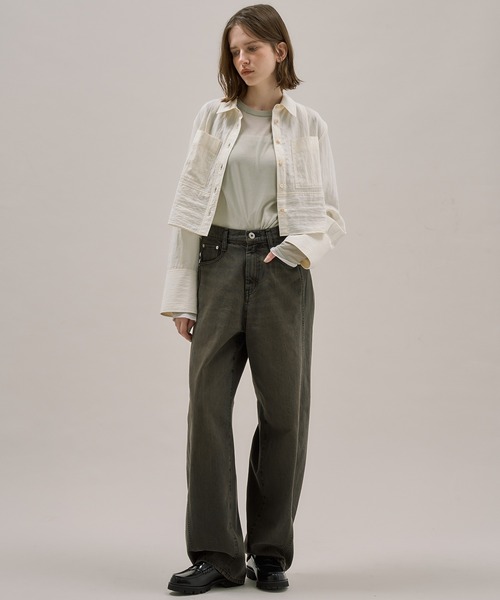 PUBLIC TOKYO（パブリックトウキョウ）の「ダブルポケットレーヨンショートシャツ（シャツ/ブラウス・レディース・ブルー/ホワイト/ホワイト系その他/ダークグレー・FREE）」の5枚目の写真