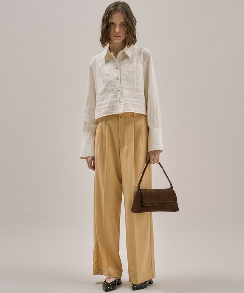 PUBLIC TOKYO（パブリックトウキョウ）の「ダブルポケットレーヨンショートシャツ（シャツ/ブラウス・レディース・ブルー/ホワイト/ホワイト系その他/ダークグレー・FREE）」の6枚目の写真