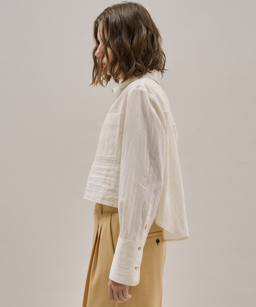 PUBLIC TOKYO（パブリックトウキョウ）の「ダブルポケットレーヨンショートシャツ（シャツ/ブラウス・レディース・ブルー/ホワイト/ホワイト系その他/ダークグレー・FREE）」の17枚目の写真