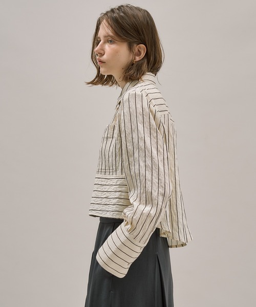 PUBLIC TOKYO（パブリックトウキョウ）の「ダブルポケットレーヨンショートシャツ（シャツ/ブラウス・レディース・ブルー/ホワイト/ホワイト系その他/ダークグレー・FREE）」の14枚目の写真