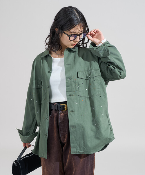 セール】ペイント加工 シャツジャケット＜セットアップ対応＞（デニム