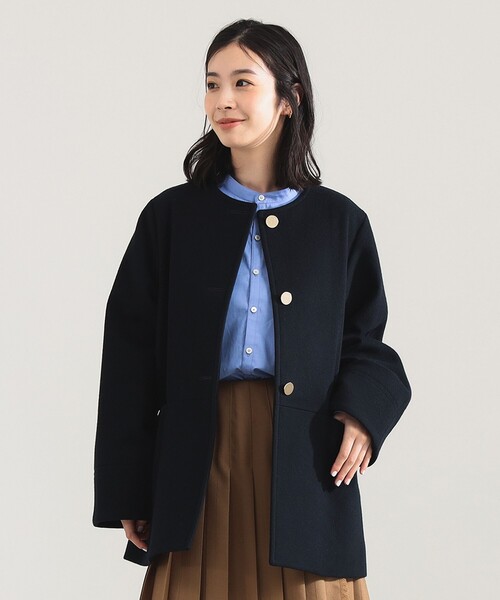 ソフトメルトン ノーカラーコート（ノーカラーコート）｜Demi-Luxe