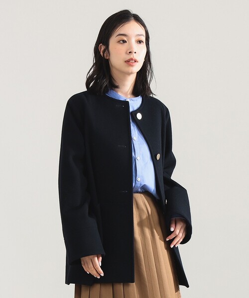 ソフトメルトン ノーカラーコート（ノーカラーコート）｜Demi-Luxe