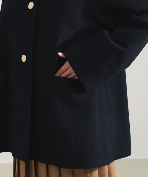 レディース ソフトメルトン ノーカラーコート ソフトメルトン ノーカラーコート（ノーカラーコート）｜Demi