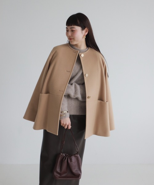 セール】ソフトメルトン ノーカラーコート（ノーカラーコート）｜Demi