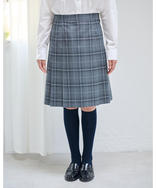 卒服】【家庭洗濯可】サイドプリーツチェックスカート（スーツスカート