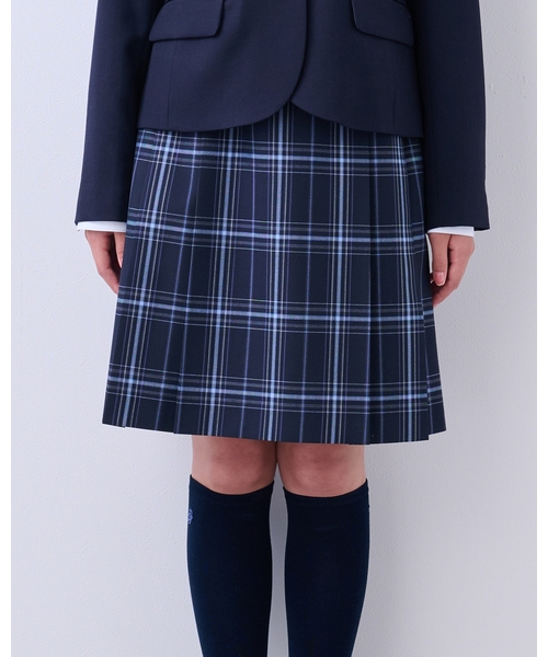 pom ponette junior（ポンポネットジュニア）の「【卒服】【家庭洗濯可】サイドプリーツチェックスカート（スーツスカート・キッズ・ネイビー/グレー・S:140cm/LL(165cm)/M:150cm/L:160cm）」の3枚目の写真