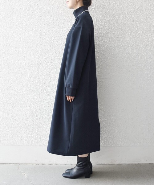 SHIPS any:〈洗濯機可能〉裏起毛 リブ ハイネック ワンピース