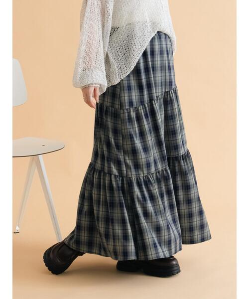 ehka sopo（エヘカソポ）の「チェックティアードスカート（スカート・レディース・レッド/ブラウン/ネイビー・F）」の3枚目の写真