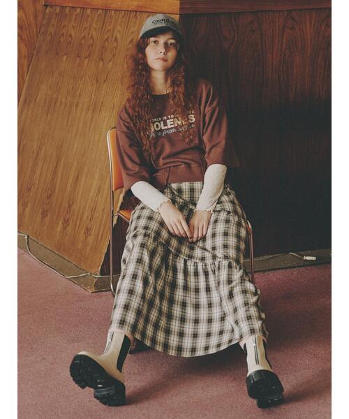 ehka sopo（エヘカソポ）の「チェックティアードスカート（スカート・レディース・レッド/ブラウン/ネイビー・F）」の10枚目の写真